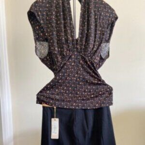Tracy Reese Printed Top & Black Mini Skirt Set – Size 4 (New with Tags)